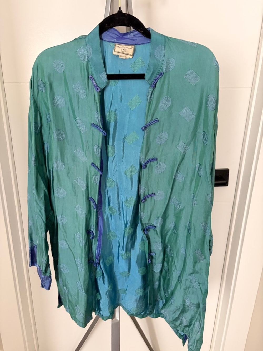 April Cornell Turquoise & Purple Silk-Blend Decorative Jacket